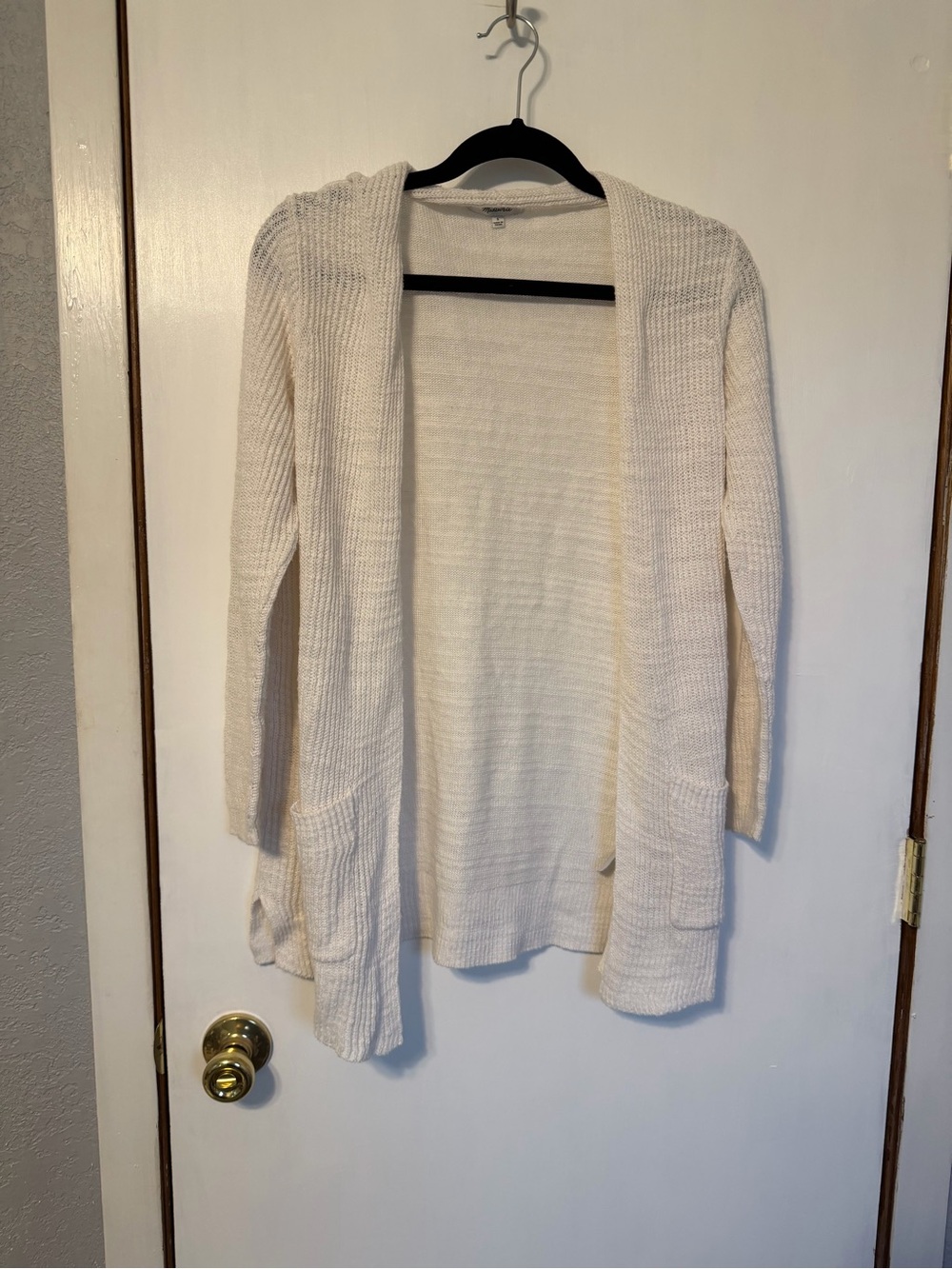 Madewell Cream Open-Front Knit Cardigan